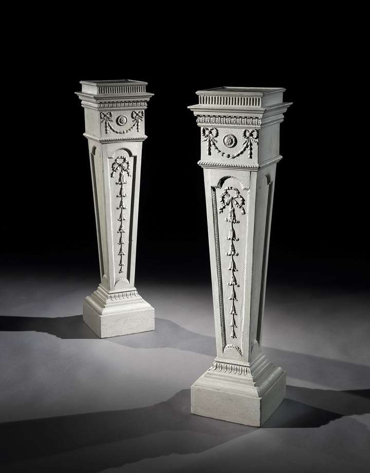 A Fine Pair of White Painted Pedestals